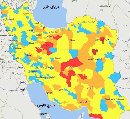 ۱۵ شهر کشور قرمز کرونایی شد